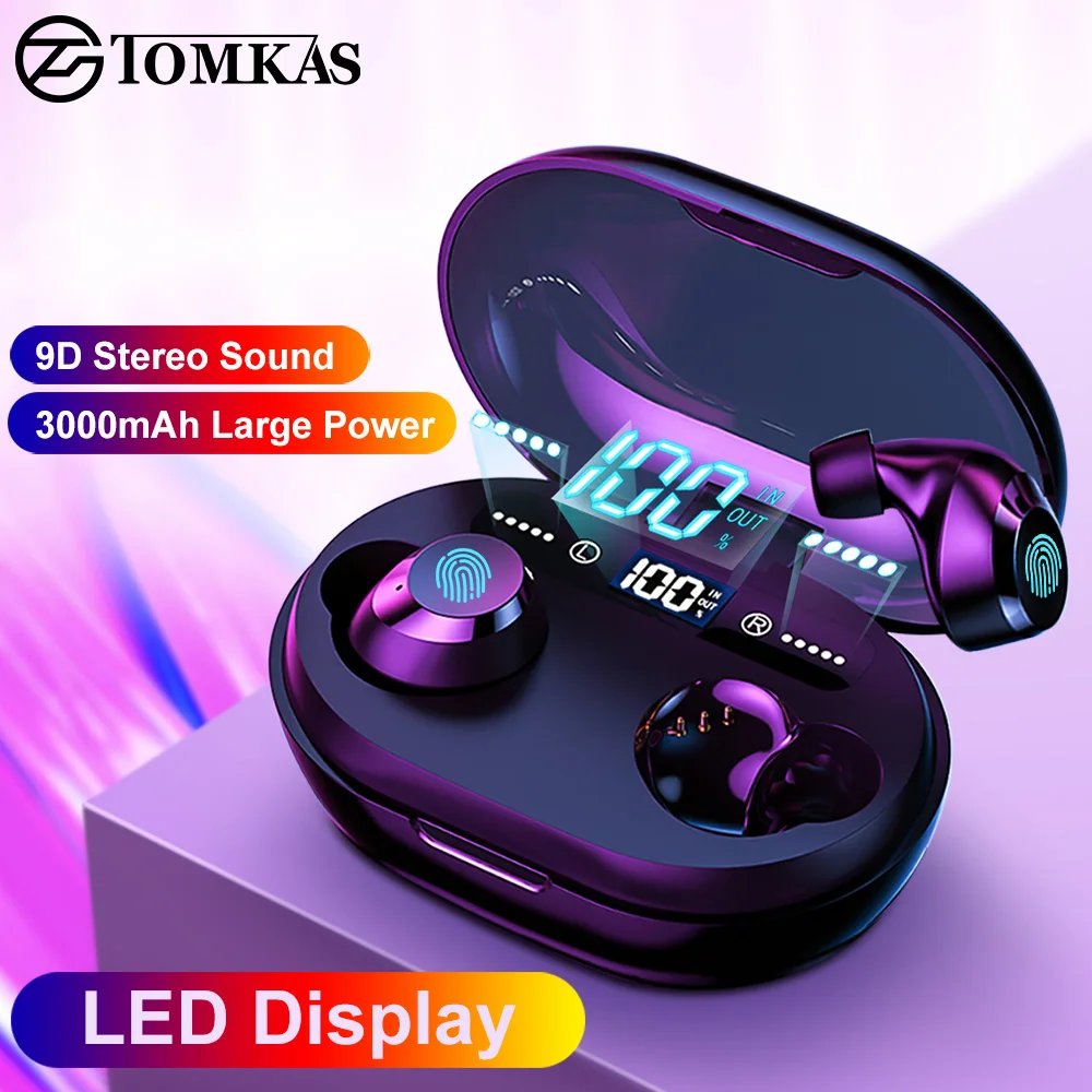 

TWS V5.0 Bluetooth Earphone Headphone LED Display 3000mAh Power Bank Touch Control Sport Earbuds With Dual Mic Wireless Headsets