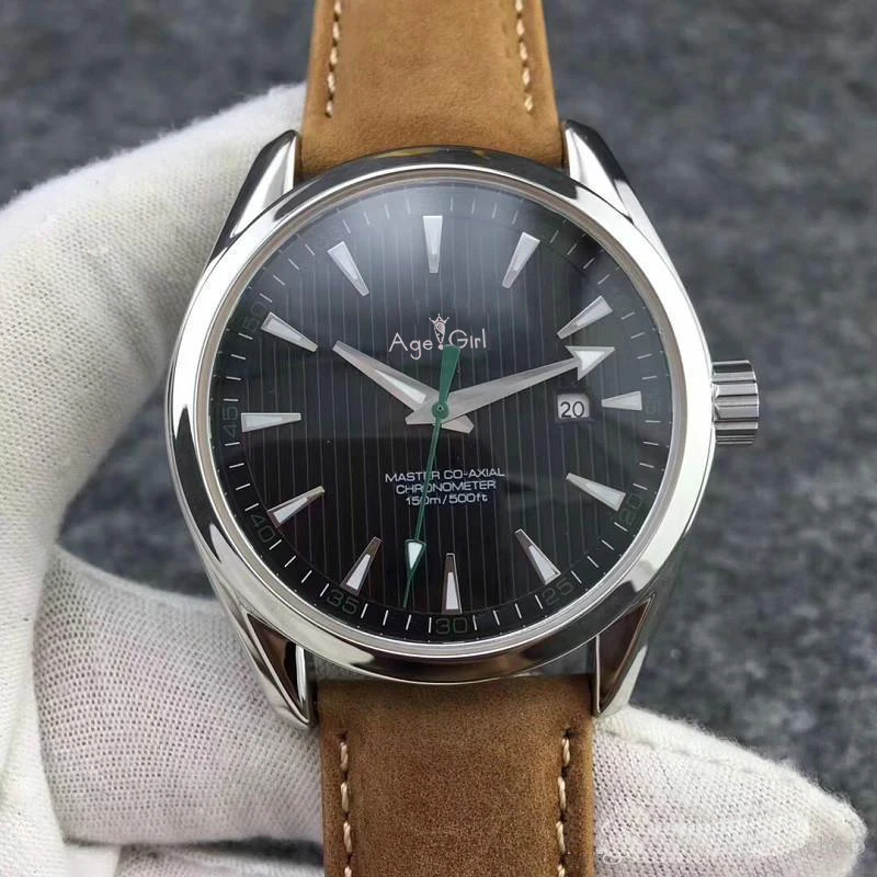 Известный бренд новые мужские часы нержавеющая сталь синяя кожа Aqua Terra
