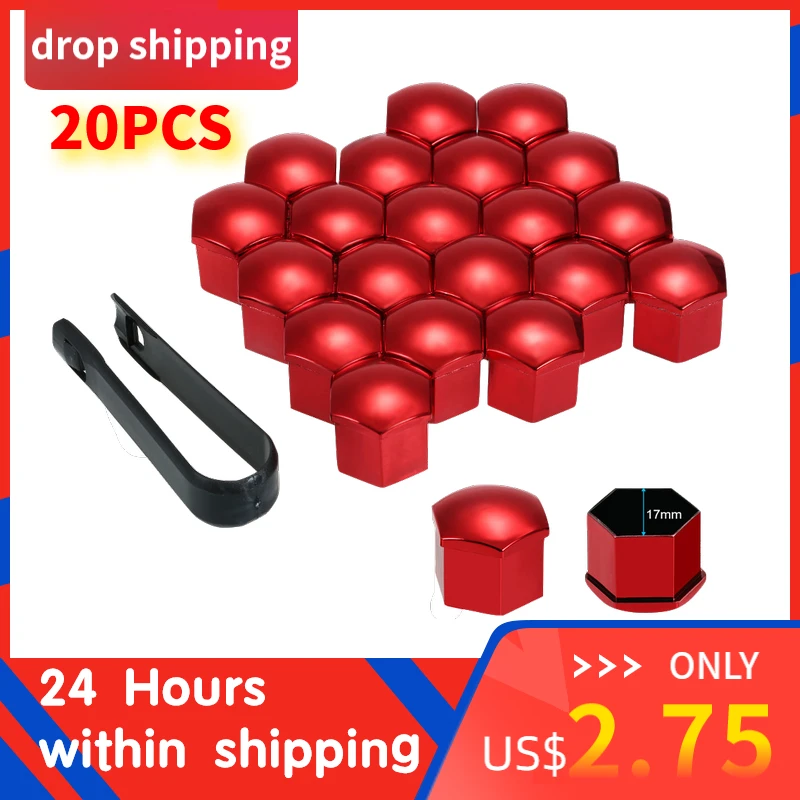 

20pcs 17/19mm Car Wheel Hub Lugs Nuts Bolts Rims Cover Dust Protective Cap Hexagonal Socket Chrome Tyre Screw bolts for wheels