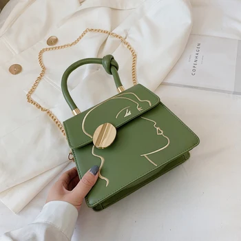 

HOCODO Solid Color PU Leather Women Handbag Fashion Chain Shoulder Crossbody Bag Ladies Small Square Bags Flap Messenger Bags