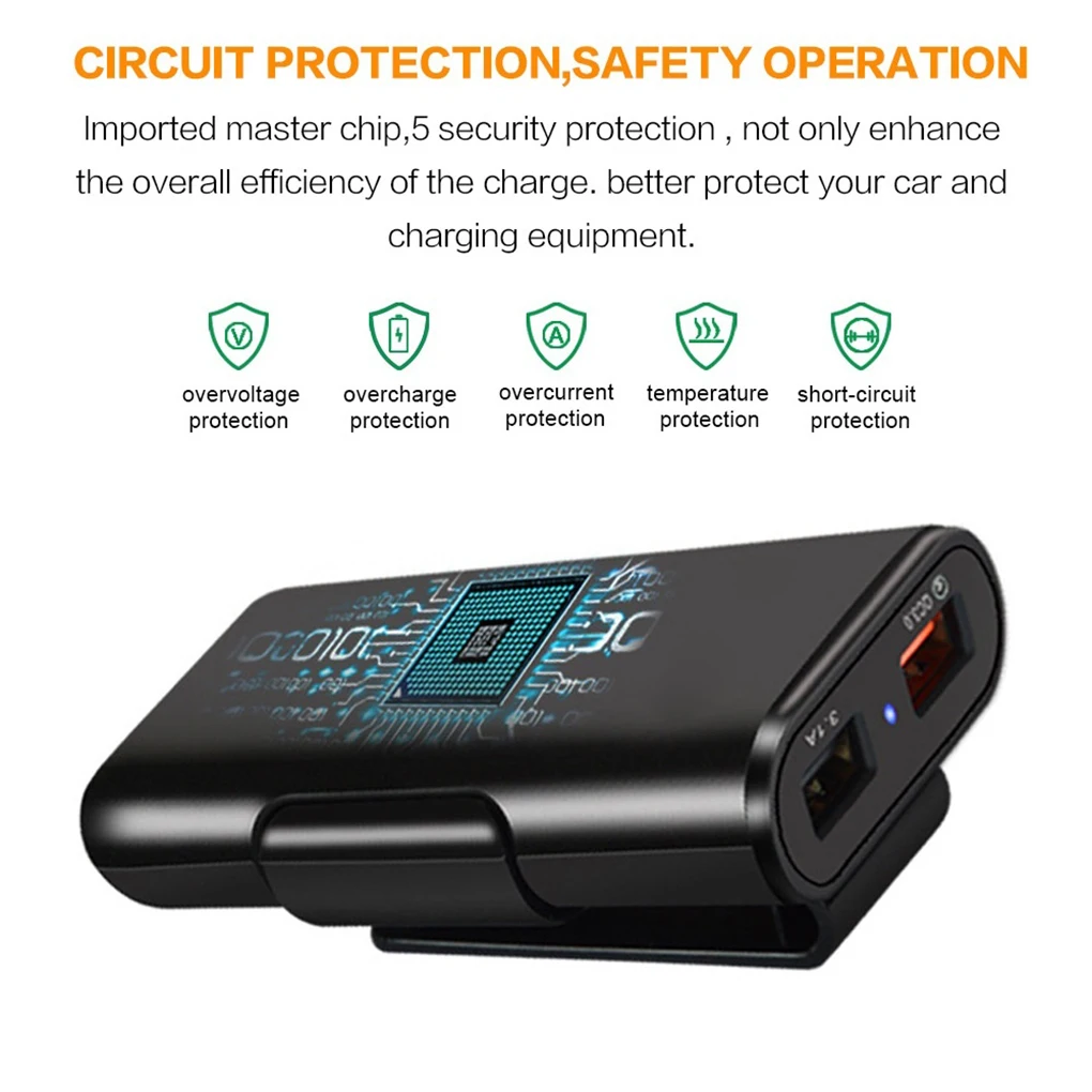 4 usb порта портативное 3,0 автоматическое быстрое зарядное устройство 4U зарядное устройство адаптер заднего сиденья авто-зарядное устройство