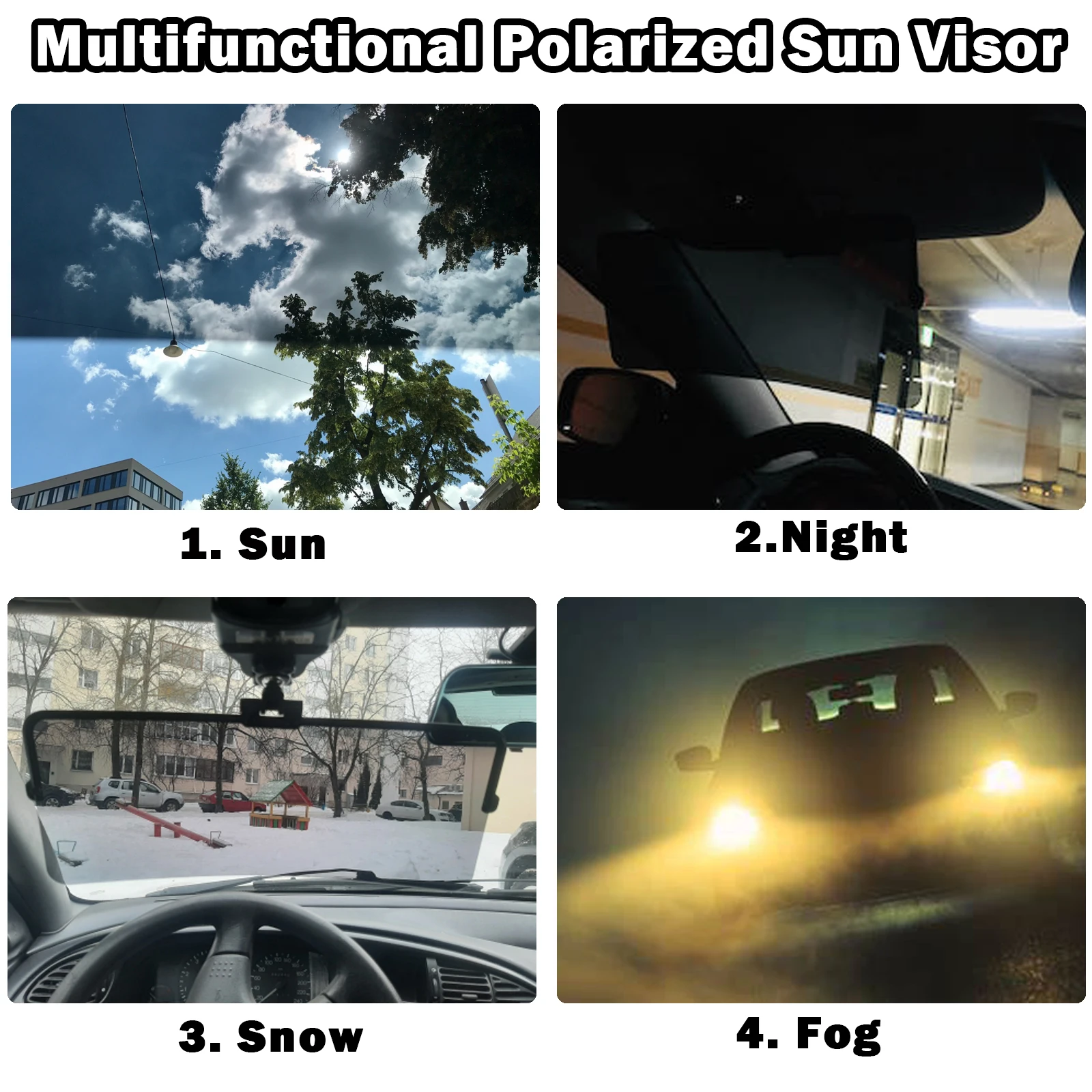 Pare-soleil de voiture polarisé, plaque pare-soleil, vision claire, anti-absorbe  ouissement, miroir jour-nuit, pare-brise réglable, accessoires de voiture -  AliExpress