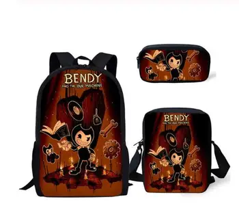 

Fashion Children's Book-bags Set Bendy and the Ink Machine Pattern Kids School Bags Teenagers Shoulder Book Bag Mochila