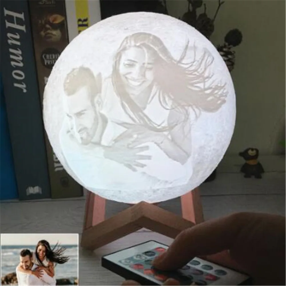

3D Print Moon Lamp Night Light Photo Custom USB Rechargeable Nightlight Color Change Lunar Touch/Remote 2/16 Colors Moonlight