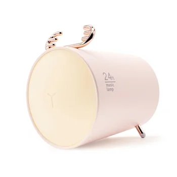 

Elk Night Lamp with Wireless Speaker Bluetooth 5.0 Stereo Bass Loudspeaker TWS and Third Gear Beside Lamp(Pink)