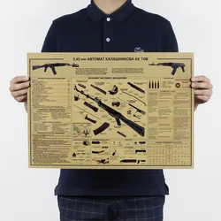 Vintage Gun Design Retro Wall Art Poster - Kraft Paper Decor Sticker (Style 1)