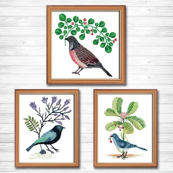 

The birds under the blue flower little bird painting 14CT 11CT counted cross stitch Needlework Set Embroidery kits Home decor