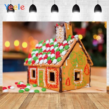 

Yeele Merry Christmas Gifts Photo Background Photophone Colourful Candles House Photography Backdrops for Decor Customized Size