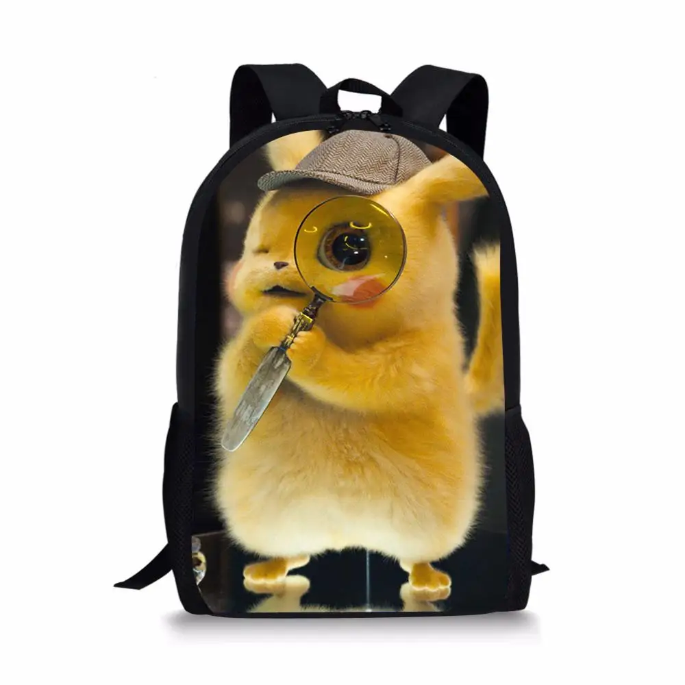HaoYun Children's Backpack Detective Pickachu Students School Bags Kawaii Pokemon Pattern Teenagers Book-Bag Mochila Travel Bag