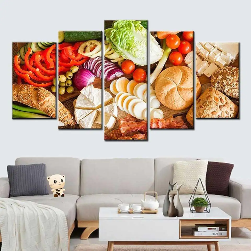 Beautiful prints oil painting artwork 5 pieces fruit food poster kitchen and restaurant wall art picture modern home decoration | Дом и сад