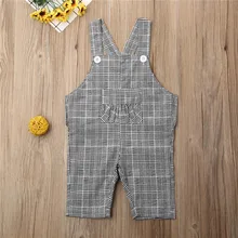 Pudcoco/осенние детские длинные Комбинезоны для маленьких девочек и мальчиков; повседневный комбинезон в клетку с принтом; костюм для подвижных игр; одежда