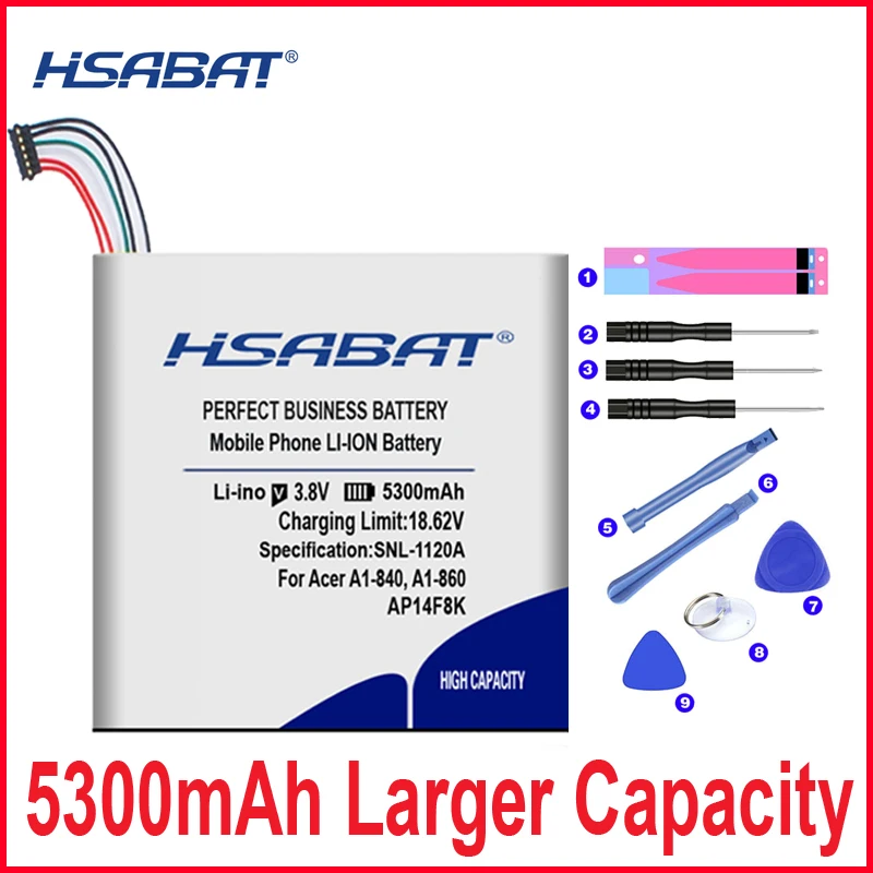 HSABAT 0 цикла 5300 мА/ч, AP14F8K Батарея для acer A1-840 A1-860 B1-820 B1-830 B1-850 Wi-Fi 16GB GT-810 One 8 A1-850 B1-810 W1-810