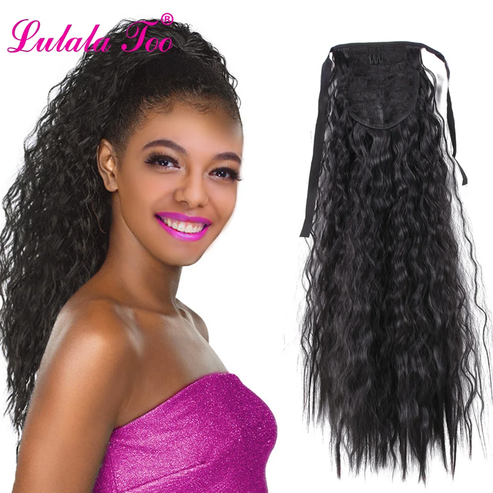 

Long Corn Curly Fake Hair Pieces Drawstring Ponytail Extensions for Women Synthetic High Temperature Fiber Hair Extensions