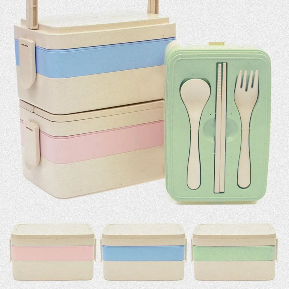 Large Capacity Double/Triple Layers Portable Lunch Box Microwave Oven Bowl Bento Box Food Storage Lunchbox
