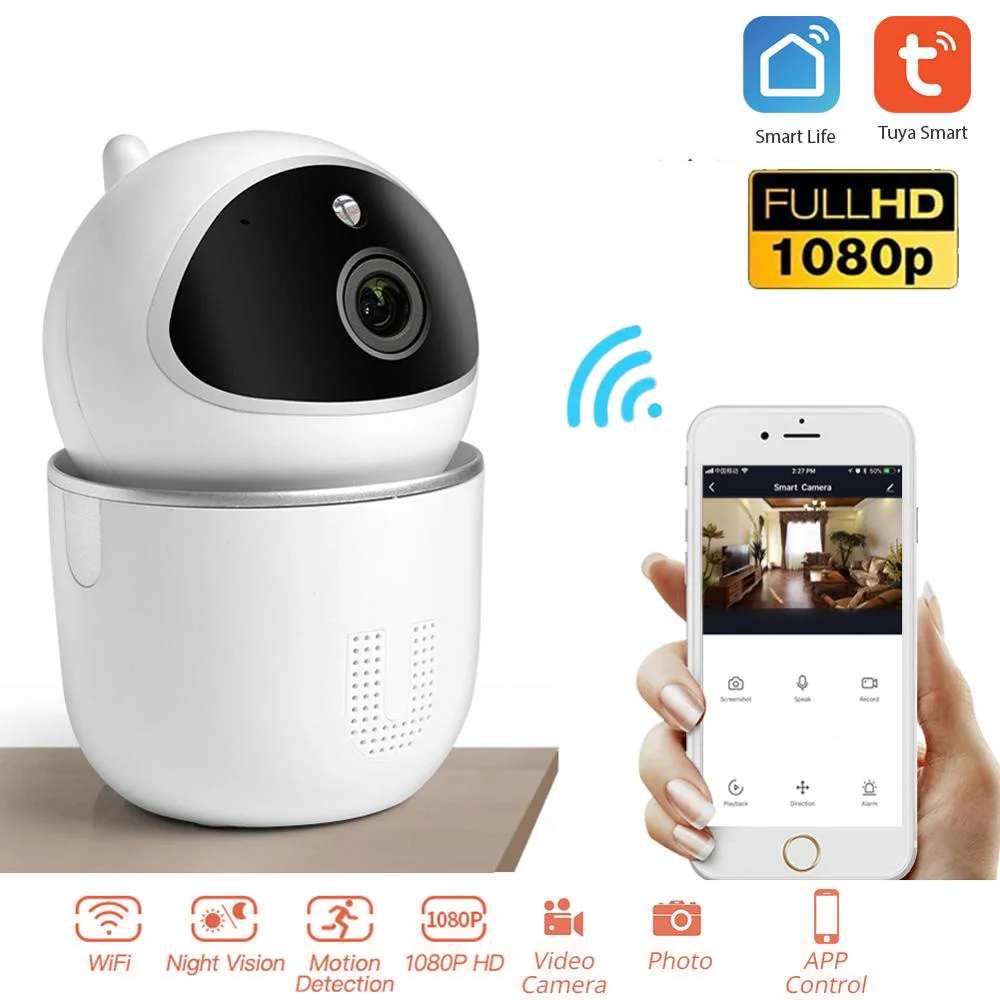Мини Wi-Fi IP-камера Tuya 1080P 2 Мп ИК ночное видение | Безопасность и защита