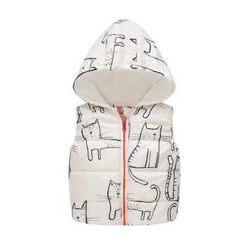 

kids wear winter cotton coat jacket vest Cartoon printing hooded plus velvet warm outerwear 2019 child Quality boy girl clothes