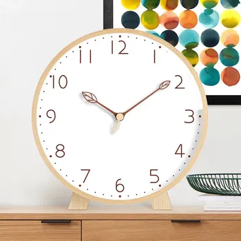 

Creative Simple Table Clock Living Room Decoration Office Desktop Clock Modern Personality Leaf Pointer Silent Quartz Clock