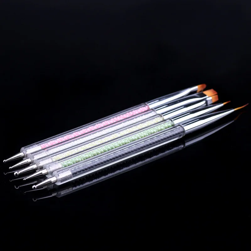 Относится к принцессе Маникюр Новая кисть для каллиграфии 5 Набор круглых бусин стержень горный хрусталь цветной рисунок двойного назначения guang liao bi Br