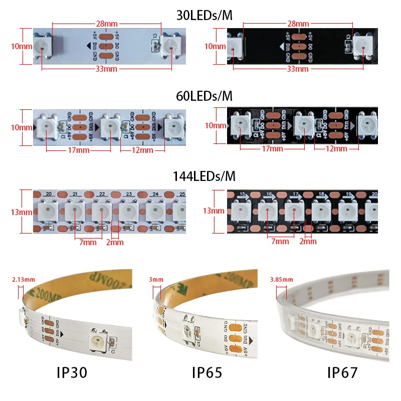 DC5V 1 м/4 м/5 м ws2812b WS2812 Светодиодная лента Smart RGB 5050 полноцветный пиксельный IC Ditigal индивидуально адресуемый водонепроницаемый ленточный светильник