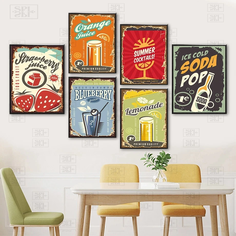 Toile D Art Mural Avec Citation De Jus De Fruit Fraise Soda Lait Peinture Affiches Et Imprimes Nordiques Images Murales Pour Decor De Salon Aliexpress
