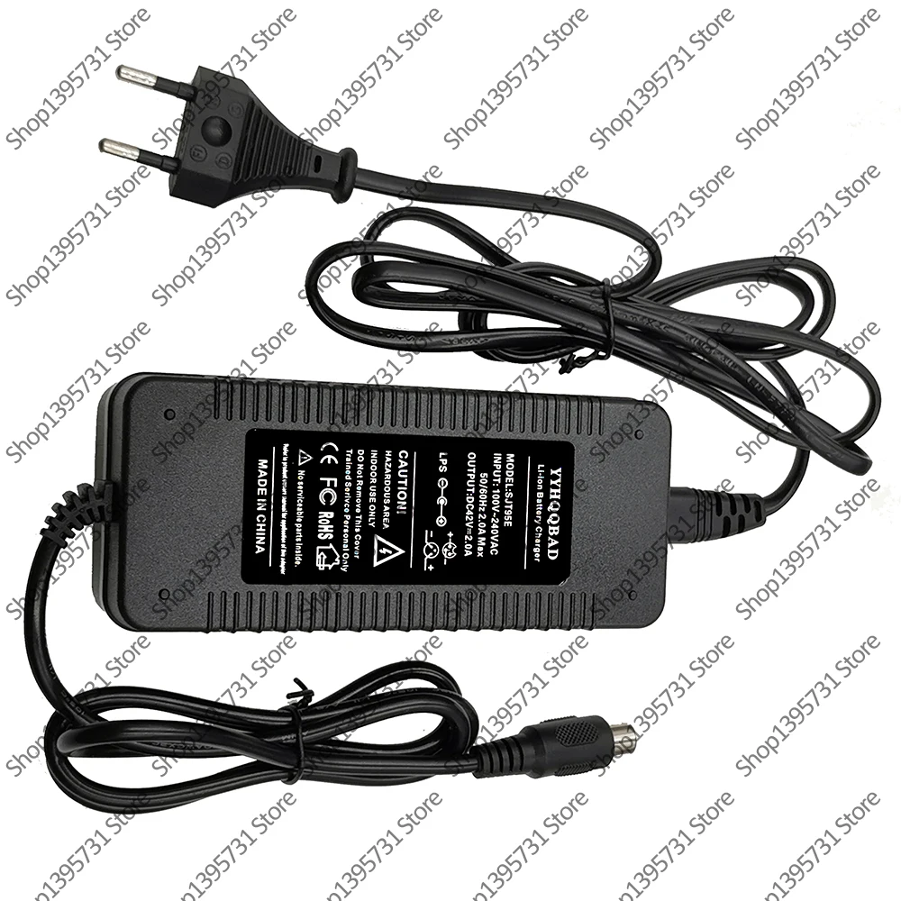 로터스 커넥터 출력 파워 보드 리튬 배터리 충전, 36V 충전기, RCA 10mm 플러그, 42V 2A