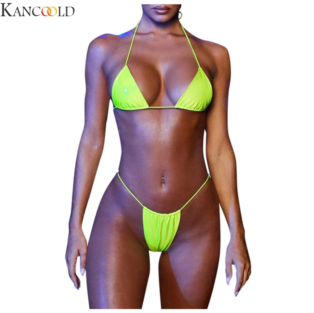 KANCOOLD, привлекательный женский купальник бикини с нагрудником и рукавами, пляжный купальник бикини с высокой талией, модная привлекательная одежда, 5 цветов