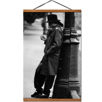

Michael Jackson Vintage Poster Hanging Scroll Canvas Painting With Solid Wood Decoration