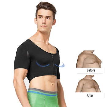 

High Quality Men's Shapewear Compression Tops Chest Binder Crop Top Short Sleeve Adjustable Shapers Cross Back Tights T-Shirt