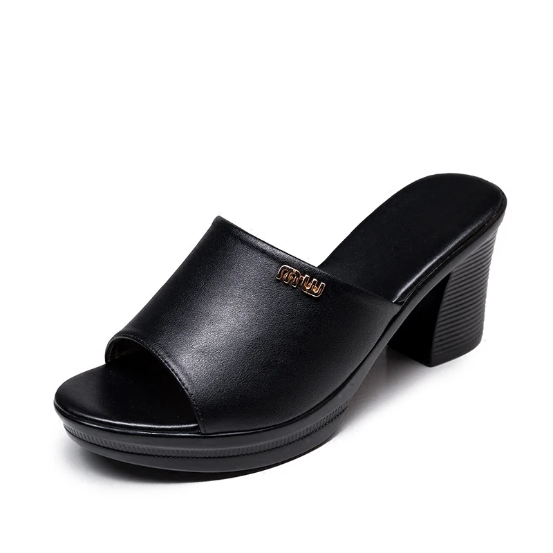 GKTINOO Women Sexy High Heel Clogs Summer Peep Toe Platform Mules