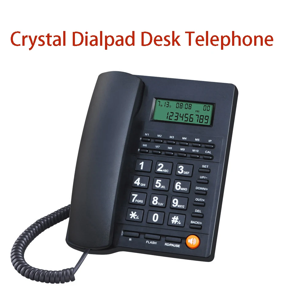 L019 Big Button Telephone for Eldly Crystal Dialpad Landline Trade Call Desk Display Caller ID Telephone for Home Office Hotel