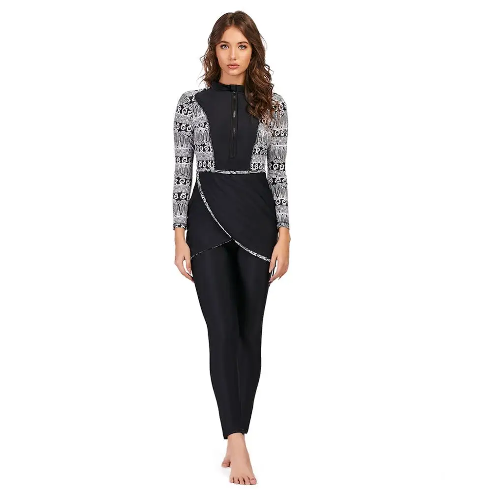 Women Muslim Swimwear YONGSEN Women Plus Size Muslim Swimsuit Burkini Modest Clothing Islamic Long Sleeves Muslimah Hijab Full Cover Swimwears