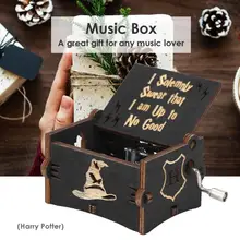 Caja de música de mano de madera Vintage exquisita elegante caja de música de regalo decoración del hogar ornamentos regalo infantil (negro Harry Potte)