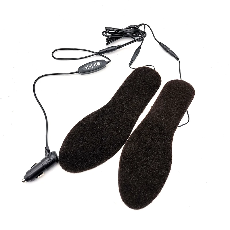 12V Motorcycle Electric Heated Insoles Foot Warmer Heater Adjustable with Cigarette Lighter