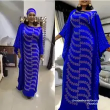 Красивое шелковое длинное платье абайя с принтом, свободные мусульманские женские платья Дашики в африканском стиле с шарфом для женщин