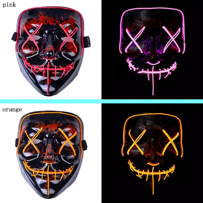 Мода Хэллоуин СВЕТОДИОДНЫЙ маска портативный Хэллоуин DJ вечерние сверкающие с подсветкой маски флуоресцентные поддельные светящиеся партии костюм Очищающая маска