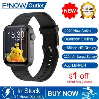 

2020 Finow New Smart Watch Men Bluetooth Call 1.65 inch Full Touch Screen Fitness Tracker IP67 Waterproof Women's Smartwatch