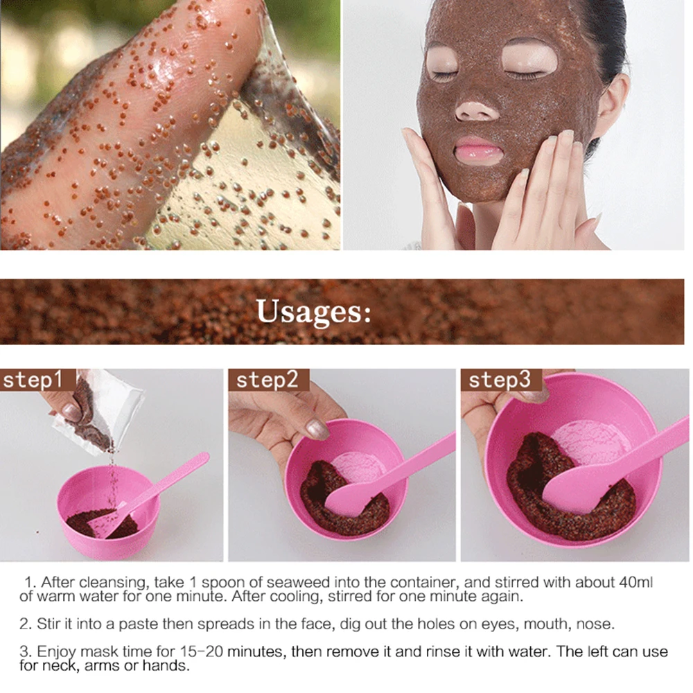 Algae Seaweed Mask Anti Wrinkle Face Skin Care Masks Moisturizing Whitening Acne Spots Remove Mud Beauty Tools gel mask