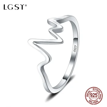 

LGSY Fine Jewelry 925 Sterling Silver Rings Simple Thin Line Curve Irregular Smooth Rings Fashion Jewelry Finger Rings DR1019