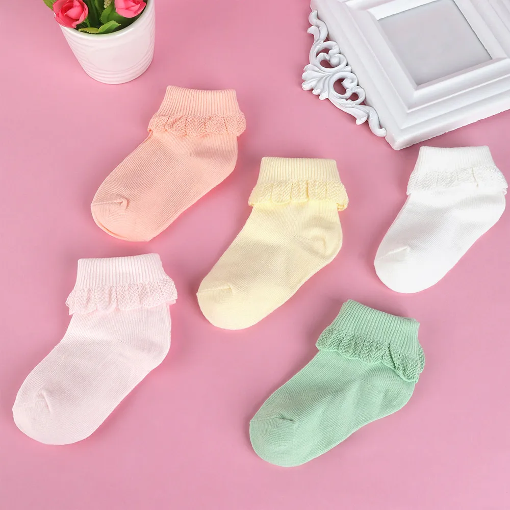 

5 Pairs/Set Lovely Cotton Kids Socks Fashion Princess Sport Short Socks Infant Baby Girls Wave Ruffles Soft Breathable Warm Sox
