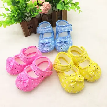 

Infant Baby First Walkers Prewalker Toddler Girls Kid Bowknot Soft Anti-Slip Crib Shoes 0-18 M
