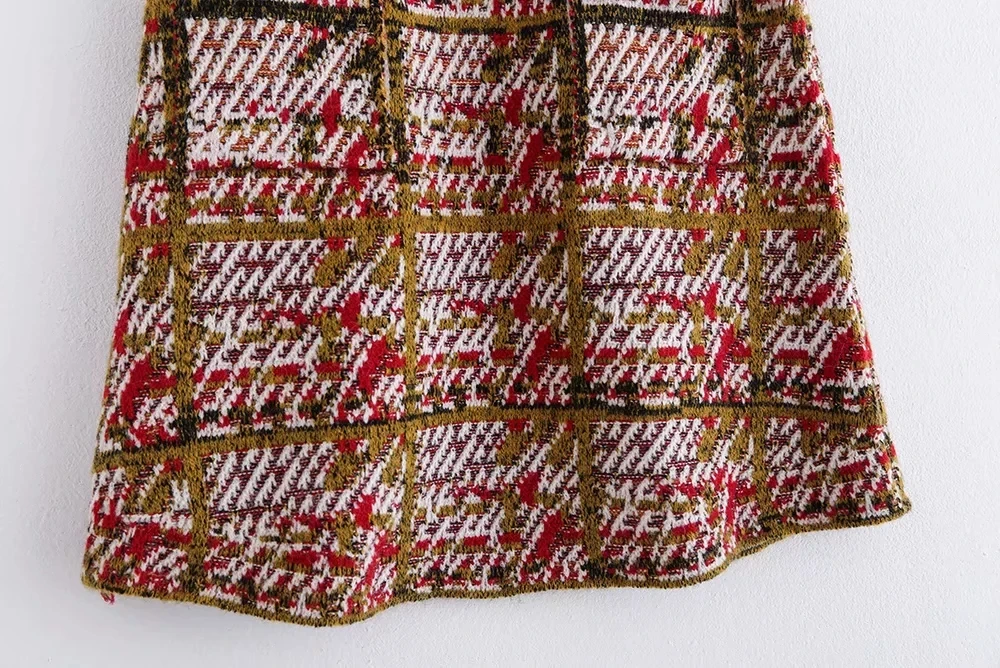 Tweed women plaid mini skirts winter fashion ladies patchwork short skirt female high waist pencil skirt girls jupe femme