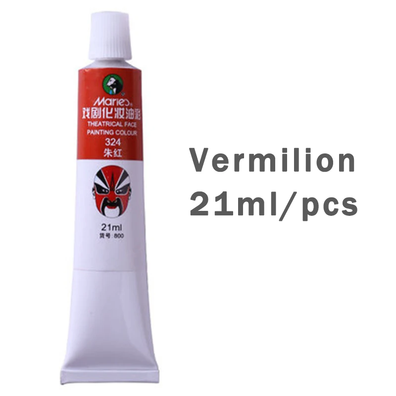 Vermilion-324-1pcs Театральная маска Marie's для лица, масляная живопись, цветной пигмент, 10 цветов, 21 мл, драматическая маска для тела, вечерние/маскарадные картины, макияж, 800 - Цвет: Vermilion-324-1pcs