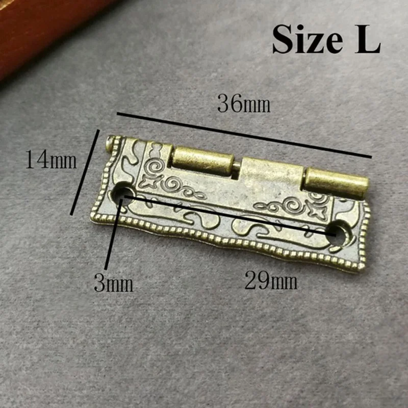 10Pcs 25&times;14/36&times;14mm Antique Cabinet Hinge Furniture Kitchen Accessories Vintage Jewelry Wooden Box Hinges with screws