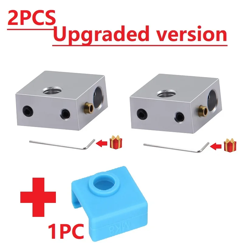 MEGA 2PCS 3D Printer MK7 MK8 Heated Block Aluminium Heating Heater Block 20*20*10mm For Reprap Makerbot Print Head Hotend 