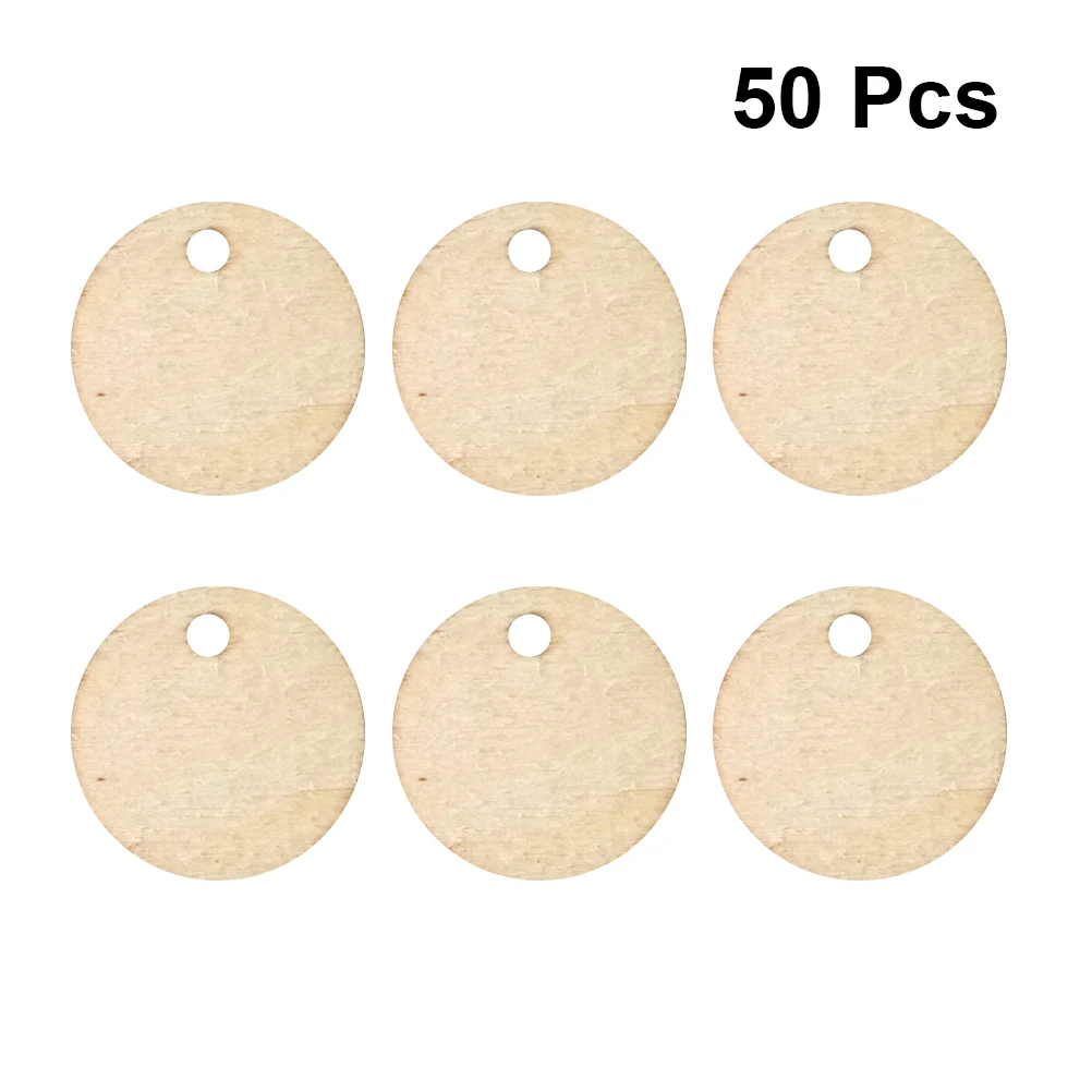 

50pcs 5cm Round Wooden Pieces Slice Ornament With Hole For Scrapbooking DIY Crafts Home Decoration Tag Making
