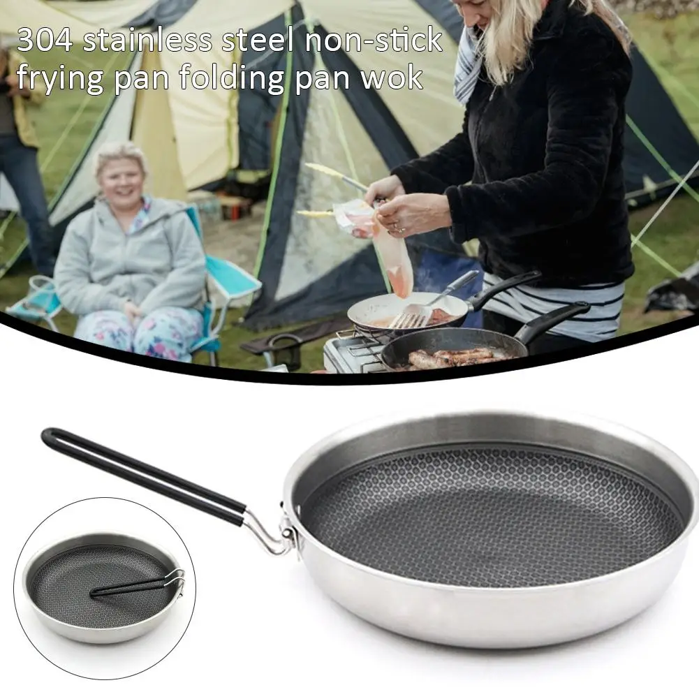 

Stainless Steel Nonstick Pan Portable Skillet for Home Outdoor Kitchen Cooking Coating Non-stick Wok Hand Forging Iron Pan