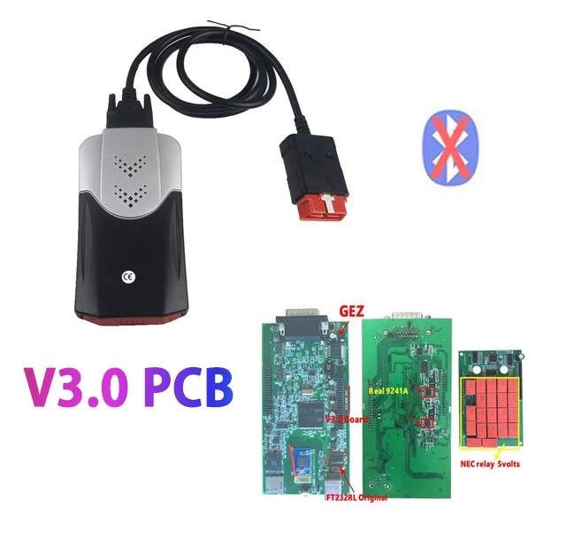 Лучший V3.0 PCB obd2 сканер VD DS150E CDP. R0 keygen bluetooth диагностический инструмент для delphis autocome 8 шт. автомобильных кабелей - Color: new box  no BT