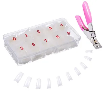 

Acrylic French Nail Tip Artificial False Nails Half Tips with Box & False Nail Clipper Fake Nail Tips False Nail Art Manicure