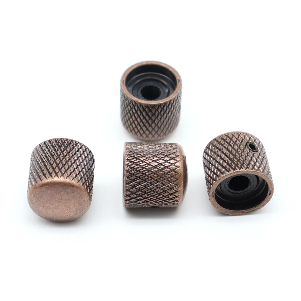 3pc/4pc 6mm 금속 돔 톤 기타 볼륨 톤 손잡이 일렉트릭 기타베이스 용 렌치가있는 전위차계 제어 손잡이 빨간색 구리