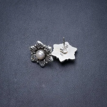 

Natural River Pearl Handmade Unique 925 Sterling Silver Earrings 1" Y3853